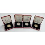 Four Royal Mint silver proof £2 coins, two for 1996 and two for 1997, all cased with certificates