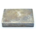 19thC white metal box with gilt wash interior, no visible marks, width 10.5cm, weight 155g