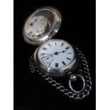 International Watch Company (IWC) hallmarked silver full hunter pocket watch with inset subsidiary