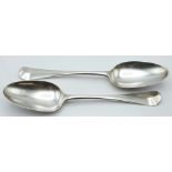 Georgian pair of bottom hallmarked silver table spoons, London 1760, makers mark WT, length 20.