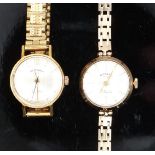 Two Rotary ladies wristwatches, one 9ct gold with gold hands and baton markers and silver dial, on