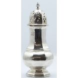 George V hallmarked silver sugar caster of octagonal baluster form, Sheffield 1913 maker's mark ESB,