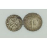 Maundy coins 1679 Charles II Maundy threepence and a 1763 George III young head Maundy fourpence