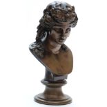 A late 19th/early 20thC bust of Bacchus with ivy garland to hair, height 24.5cm