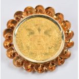 A 14ct gold brooch/ pendant set with a 1915 Austrian Ducat, 6.5g