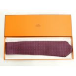 Hermès gentleman's silk tie, in original box and outer packaging