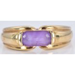 A 9ct gold ring set with an amethyst, 2.3g, size I