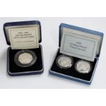 Royal Mint 1989 £2 silver proof two coin set, together with a 1992-93 silver proof 50p, both cased