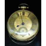 Walter Wells & Son of Stroud 18ct gold open faced gentleman's pocket watch with subsidiary seconds