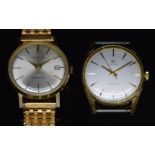 Two gold plated gentleman's wristwatches Tissot Seastar with gold hands and baton markers and silver