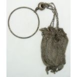 A late 19th/20thC Chinese silver mesh purse / bag, L32cm