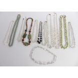 A collection of lead crystal beaded and glass necklaces