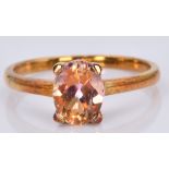 A 9ct gold ring set with a 'twilight topaz', 1.8g, size M/N