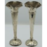 George V Walker & Hall pair of hallmarked silver trumpet vases, Sheffield 1919, height 27cm