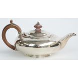 Georgian hallmarked silver bachelor's teapot, of squat bulbous form, London 1825 maker John James