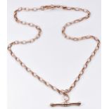 A 9ct rose gold Albert made up of oval textured links, 15g