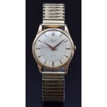 Cobana 18ct gold gentleman's wristwatch with gold dauphine hands and hour markers, engine turned and