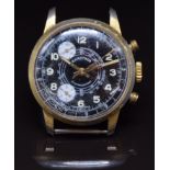 Exactima gentleman's chronograph wristwatch with black dial, white subdials, luminous Arabic