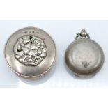 Art Nouveau style hallmarked silver lidded trinket pot with pierced four leaf clover design to