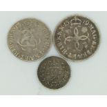 1679 Charles II Maundy fourpence together with a 1681 Maundy threepence and an 1880 Queen Victoria