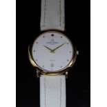 Michel Herbelin ladies wristwatch ref. 460 with date aperture, gold dauphine hands and dot hour