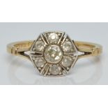 WITHDRAWN Art Deco 18ct gold ring set with diamonds in a platinum setting, 2.7g, size M