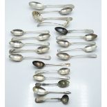 Georgian and later hallmarked silver and white metal cutlery to include sifter spoon, ladle,