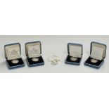 Five Royal Mint silver proof £1 coins, 1993, 1994, 1996, 1997 and 1998, cased with certificates, one