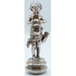 Victorian hallmarked silver novelty seal formed as a cherub, import marks for London 1890, maker's