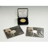 Sir Winston Churchill gold plated silver proof £5 coin, in case with certificate, together with