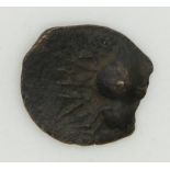 Bronze Celtic coin, bust right, horse reverse, with script below, SPA, 15mm