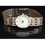 Rotary 9ct gold ladies wristwatch ref. 245/23 with gold hands and hour markers, cream dial and