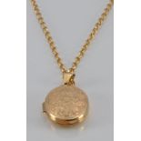 A 9ct gold necklace and 9ct gold locket, 7.5g