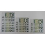 Twenty uncirculated D H Somerset £1 notes, includes a trio, a pair, a four and eleven consecutive