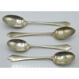 Four Goldsmiths & Silversmiths Co Ltd hallmarked silver dog nose style tea and coffee spoons, London