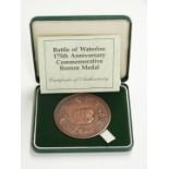 1990 Royal Mint Battle of Waterloo 175th Anniversary commemorative bronze medal, cased with