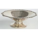 A hallmarked silver pedestal dish with gadrooned rim, Sheffield 1935 maker Mappin & Webb, diameter