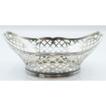 WITHDRAWN   Dutch white metal pierced basket, length 12cm, weight 60g