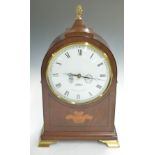 An inlaid mahogany cased mantel clock by Comitti of London, H30cm