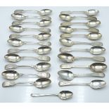 Georgian and later hallmarked silver teaspoons comprising set of 11, Sheffield 1901 maker John Round