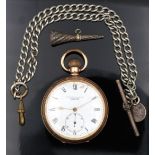 Fattorni & Sons of Westgate Bradford gold plated keyless winding open faced pocket watch with