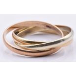 A 9ct gold tri-coloured Russian wedding band/ ring, 3.6g, size N/O