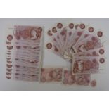 Thirty-three J Hollom ten shilling notes, largely almost uncirculated, includes some consecutive