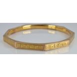 A 9ct gold flapper bangle, Birmingham 1926, 16.0g