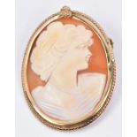 A 9ct gold brooch set with a cameo