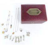 A collection of jewellery including a 9ct gold chain and locket (1.3g), rolled gold 'Fumsup'
