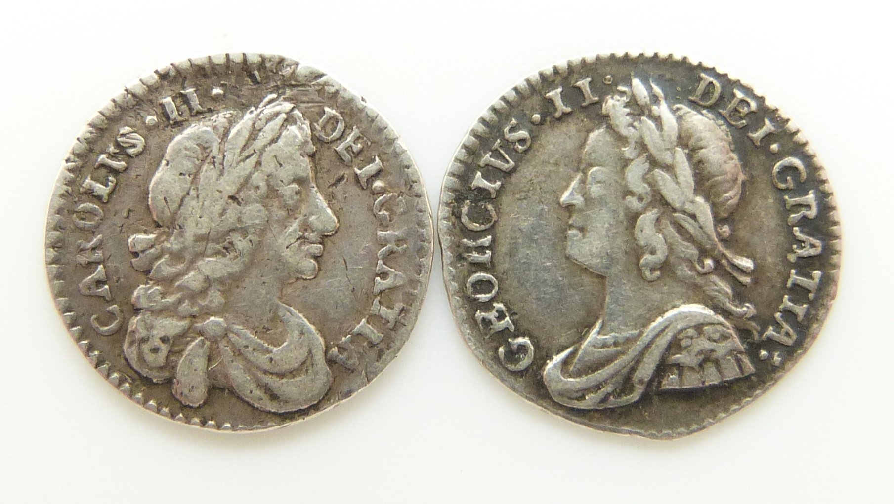 Maundy pennies comprising 1683 Charles II and 1756 George II - Image 2 of 2