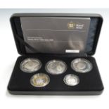 Royal Mint UK Family Silver Collection 2008 five coin set, in deluxe case with certificate, no 1049