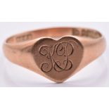 A 9ct rose gold signet ring, Chester 1921, 1.3g, size L