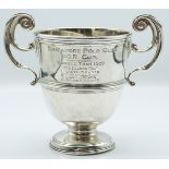 Goldsmiths and Silversmiths Edward VII hallmarked silver pedestal trophy cup engraved for 'Singapore
